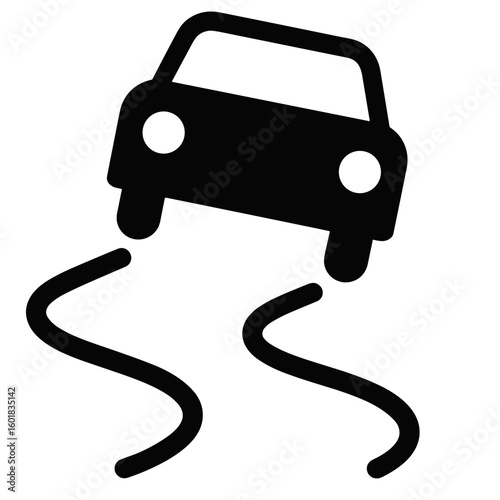 Car slippery when wet road sign car graphic design