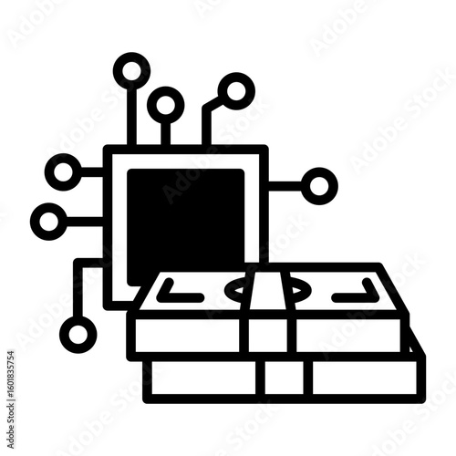 Money and semiconductor icon.