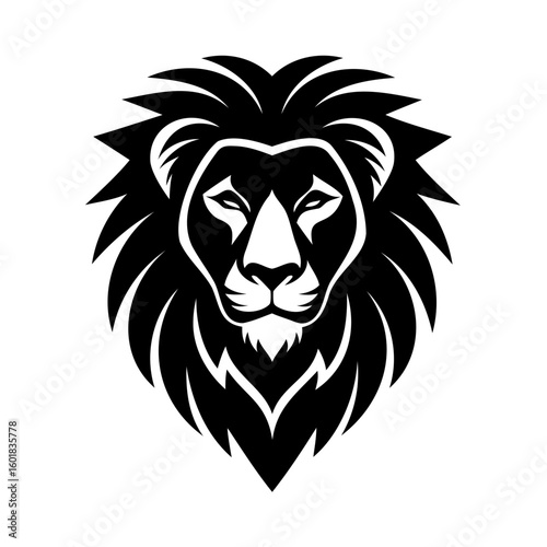 Silhouette a lion head with a stylized mane on animal