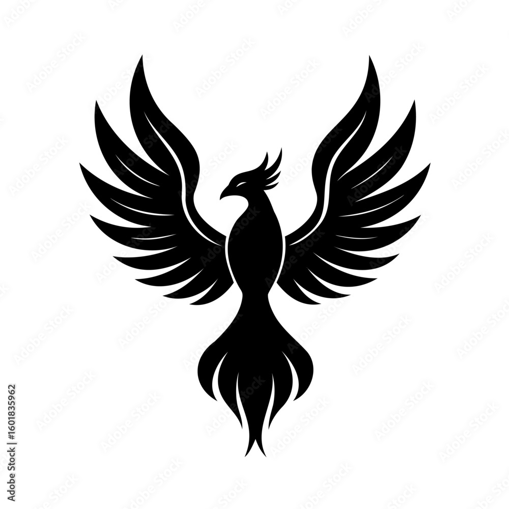 Obraz premium Silhouette a mythical phoenix bird with wings spread wide creature legend