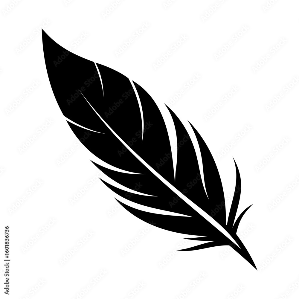 Obraz premium Silhouette a single feather with a minimalist design isolated bird