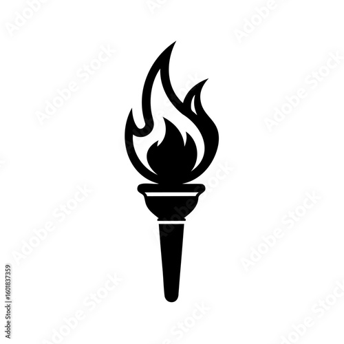 Silhouette a torch flame with a fire symbol