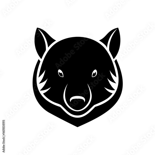 Silhouette a wombat head with outline details animal