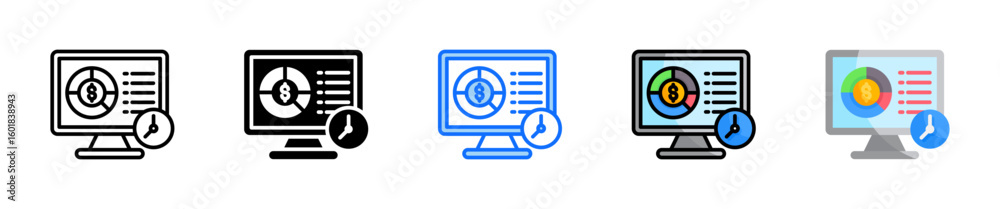 Real Time Monitoring Icon Set Multiple Style Collection Real Time Monitoring Icon Set Multiple Style Collection