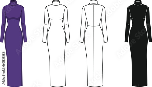 Shop long sleeve turtleneck dress, fitted maxi dress, elegant evening gown, bodycon dress, formal dress