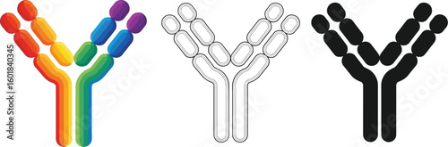 Antibody structure diagram vector illustration for medical science and immunology research background use
