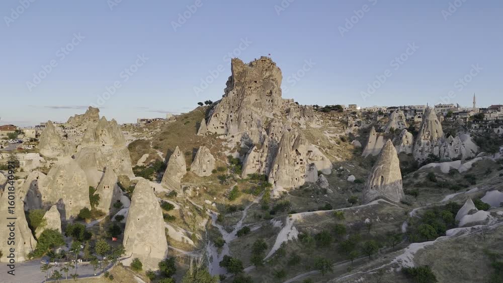 Winding desert road. historical unique ancient open-air museum ruins. Rocky landscape trail.High quality 4k footage Winding desert road. historical unique ancient open-air museum ruins. Rocky landscape trail.High quality 4k footage