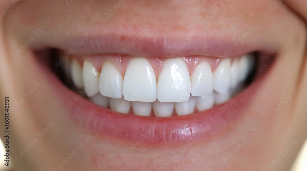 Close-up of a natural smile with perfect white teeth, highlighting dental health and confidence. Close-up of a natural smile with perfect white teeth, highlighting dental health and confidence.