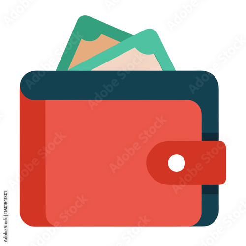 Digital Wallet Illustration Featuring Cash Bills, Finance Concept, and Money Spending