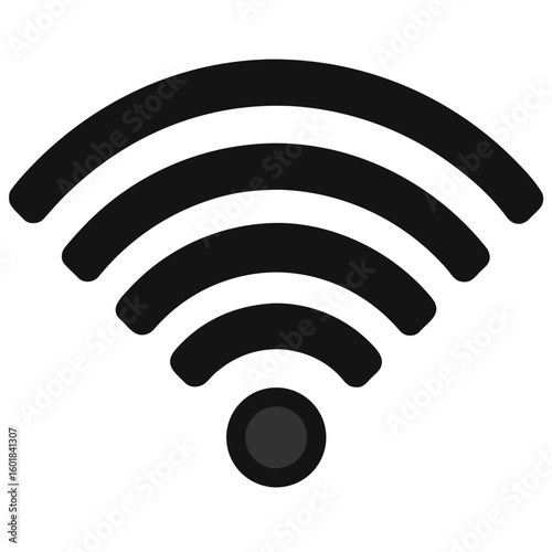 Black Wi-Fi signal icon. Simple flat vector for wireless internet access on a white background.