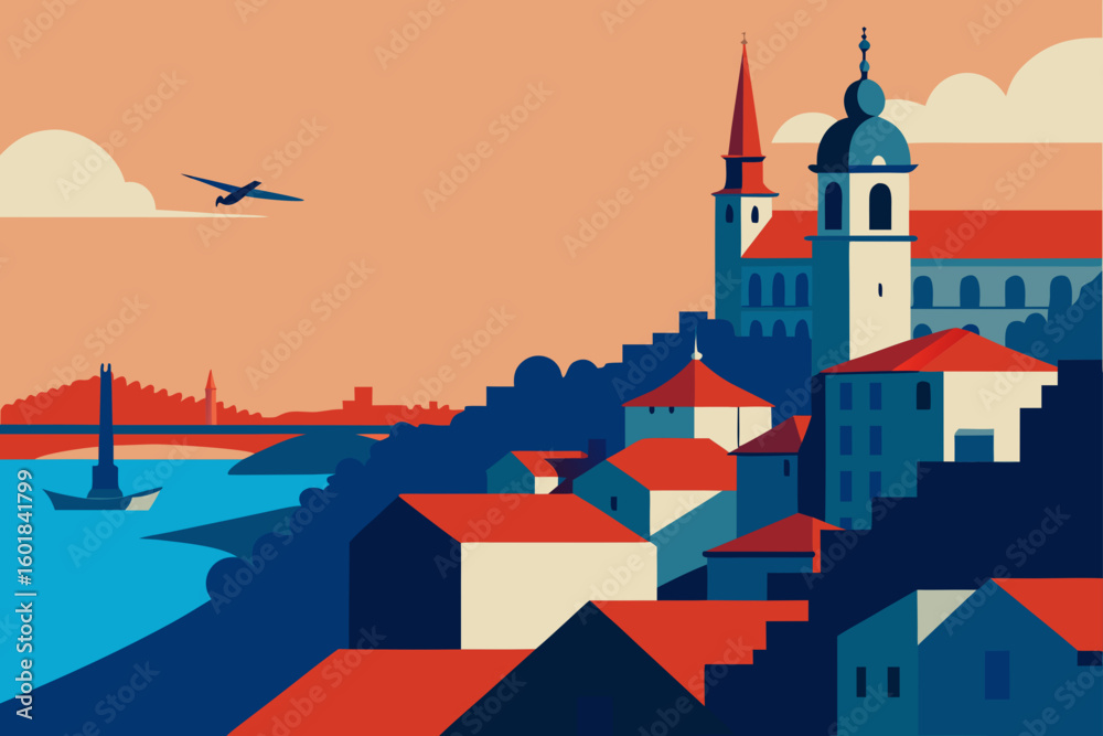 Fototapeta premium vector illustration of old town
