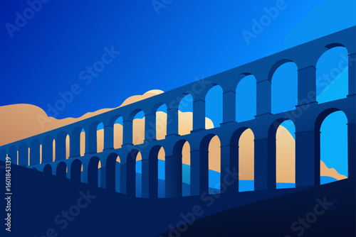 arch bridge over the blue sky