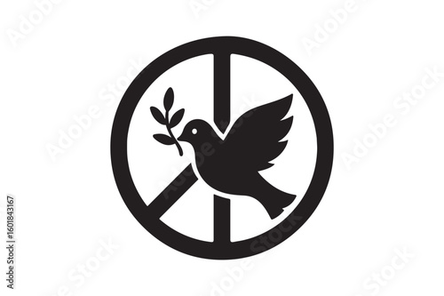 International Peace icon silhouette vector with white background
