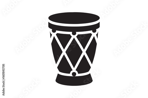 Traditional Drum icon silhouette vector with white background