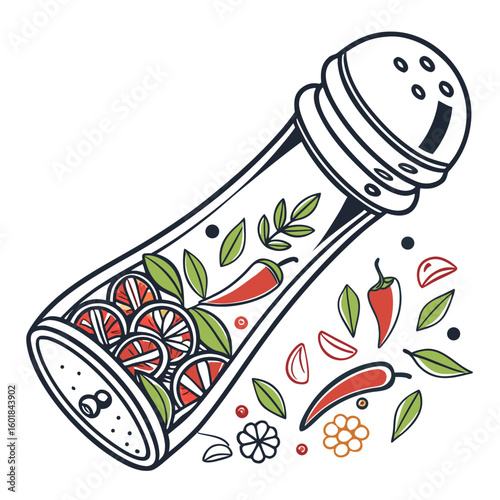 Pepper shaker vector silhouette illustration isolated on white background