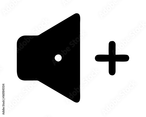 Volume up icon with plus symbol silhouette