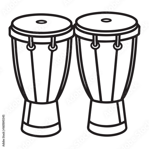 A drawing of a bongo line art illustration