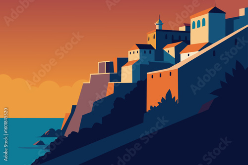 castle in the sunset
