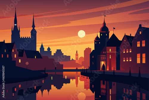 night view of the old town