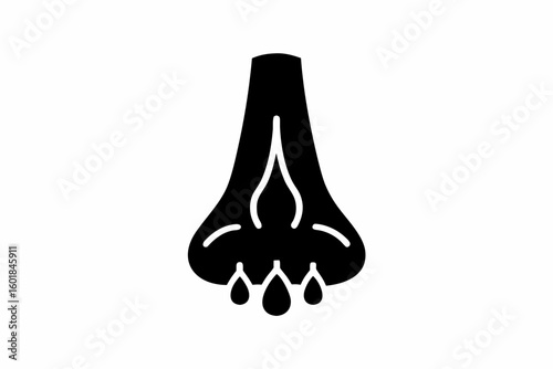 Nose pain vector silhouette illustration isolated on white background