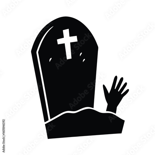 hand rising from grave vector silhouette.eps