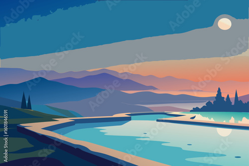 landscape with lake and mountains