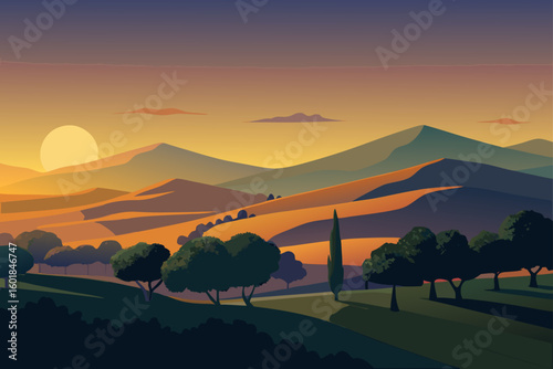 sunset over the mountains