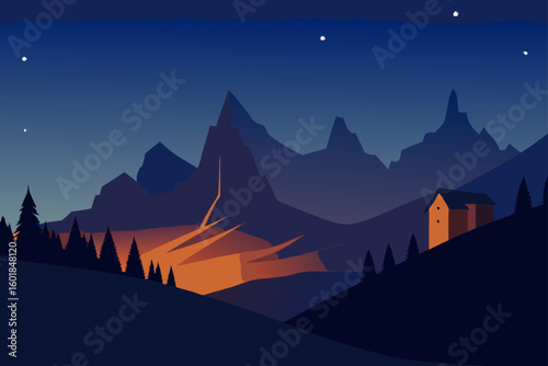 winter landscape with mountains