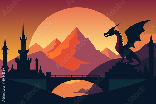 vector illustration of a sunset