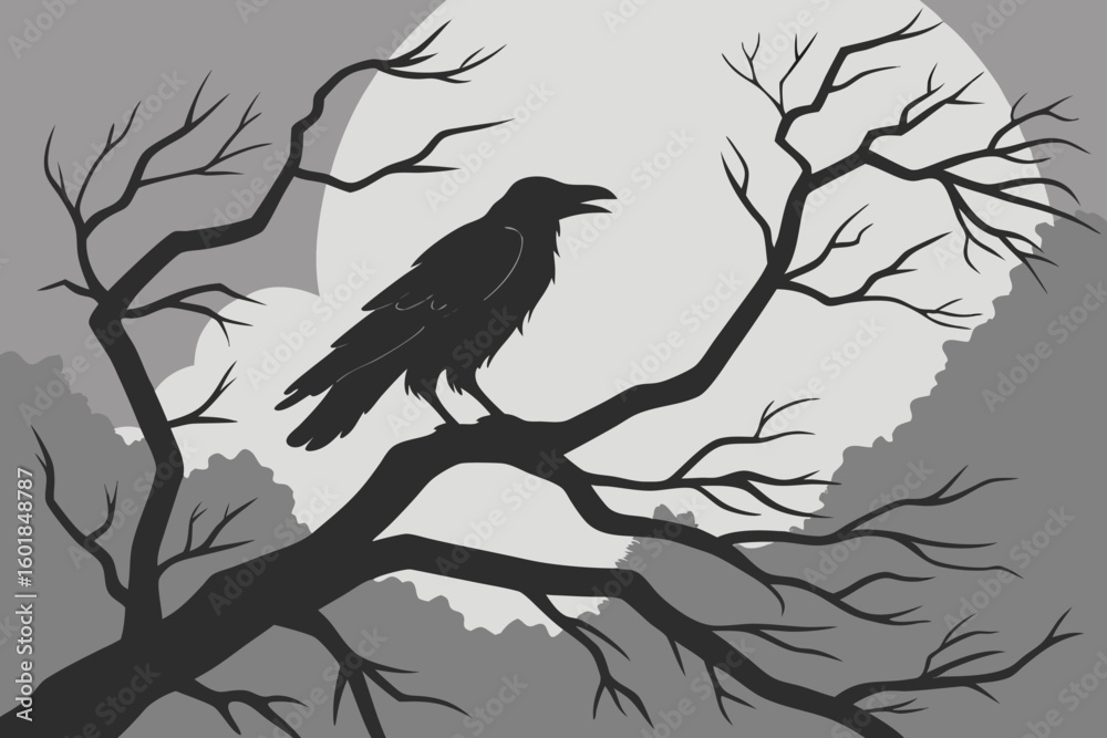 Fototapeta premium raven on a branch