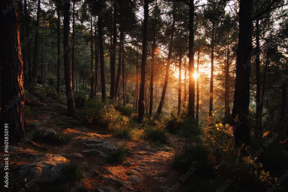 Fototapeta premium Forest sunset Catalonia
