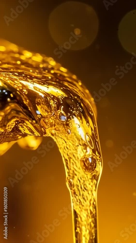 Golden Liquid Flowing Smoothly Against Warm Background