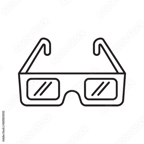 3D glasses vector line icon for cinema movie entertainment representing three dimensional vision technology and immersive film viewing experience