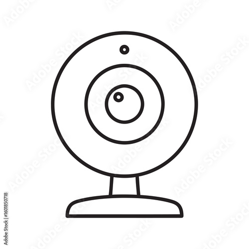 Webcam vector line icon for video conference online chat and live streaming showing digital camera device for computer communication technology