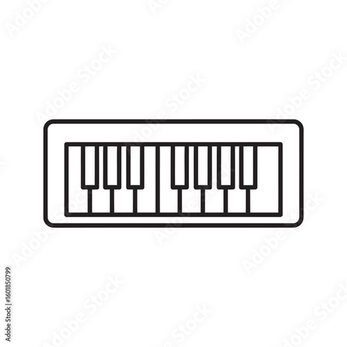 Piano keyboard line icon for music instrument concept representing classical melody musical education and synthesizer sound production graphic