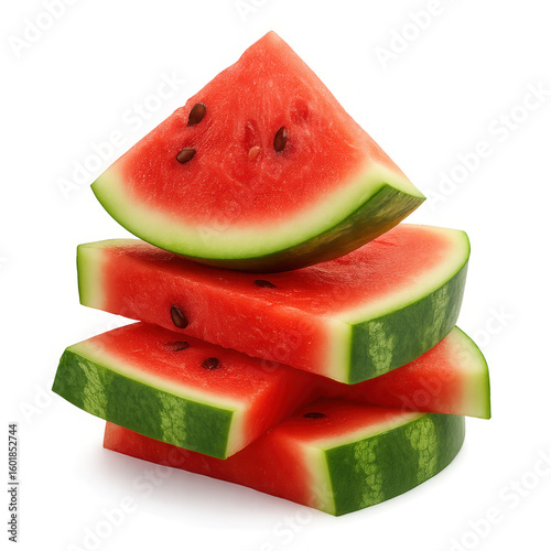 Stack of watermelon slices isolated on transparent background © Habibur614