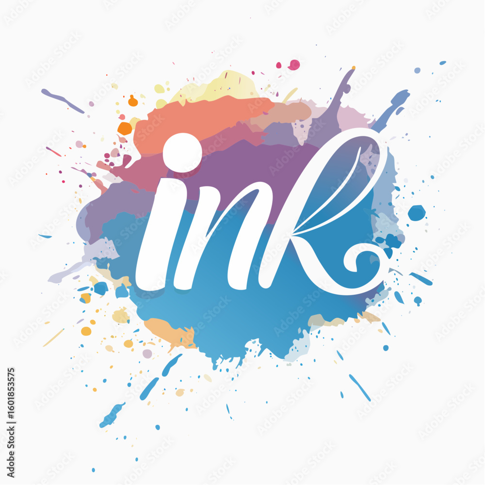 Fototapeta premium vector brush “ink” word art with dynamic splatter accents 