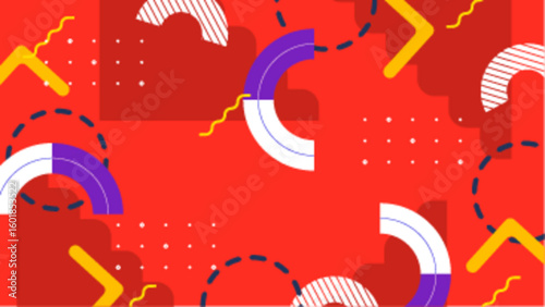 Vibrant red backdrop with geometric designs. Ideal for modern graphic designs, website backgrounds, or eye catching presentations needing dynamic visuals.