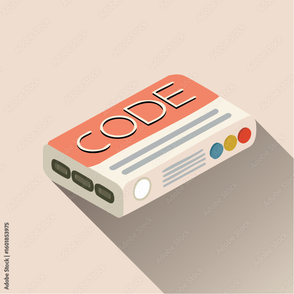 Fototapeta premium isometric text of the word “code” with layered offset shadows and dimensional vector depth