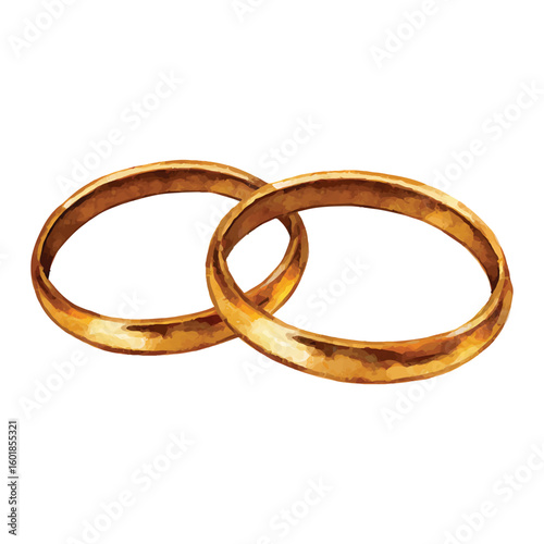 Two intertwined gold wedding rings with a watercolor effect gold rings intertwined rings