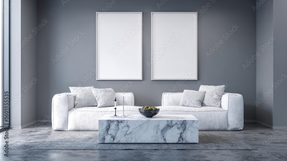 Fototapeta premium Modern living room interior mockup (16)