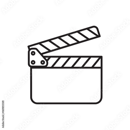Movie clapperboard line icon for film production start representing cinema industry action slate and director scene marker equipment vector