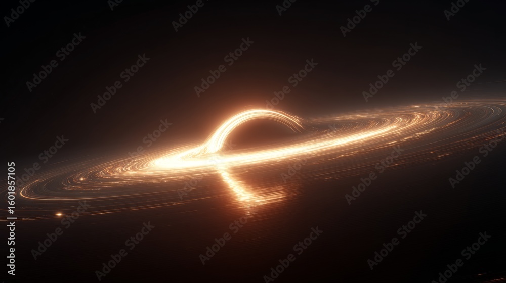 Obraz premium Dramatic Artistic Depiction of a Black Hole with Cosmic Dust and Bright Accretion Disk in Deep Space Environment
