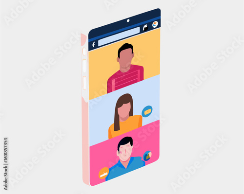 3D Smartphone with Video Call Interface – Online Meeting Icon


