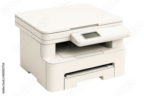 White office multifunction all-in-one printer and scanner on a transparent background