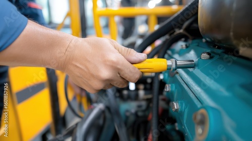 Wallpaper Mural Technician performing maintenance on electric motor, Electric school bus Torontodigital.ca