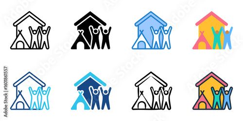 Staycation icon set multiple style collection 
