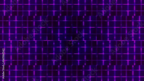 Animated geometric neon purple grid expanding dynamically video, revealing futuristic digital pattern with vibrant glowing energy against dark backdrop for energy, futuristic, technology motion design