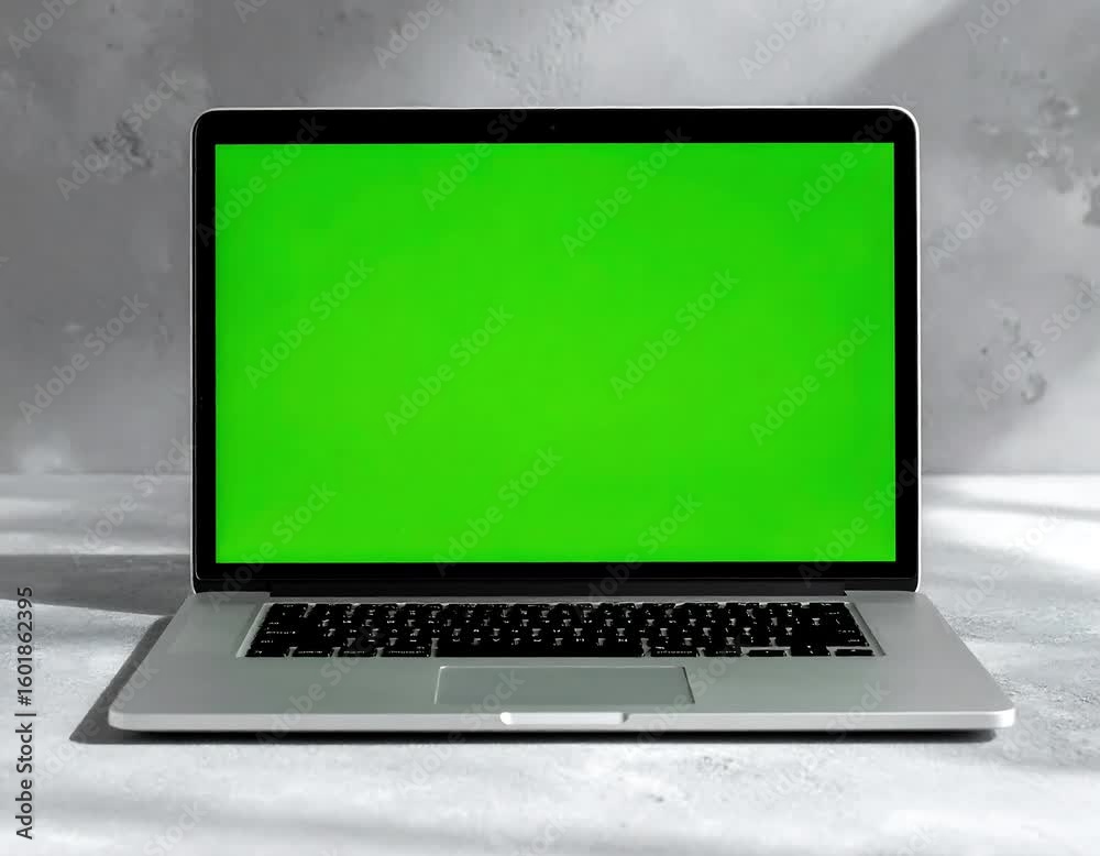 custom made wallpaper toronto digitalLaptop with Green Screen on Concrete Surface