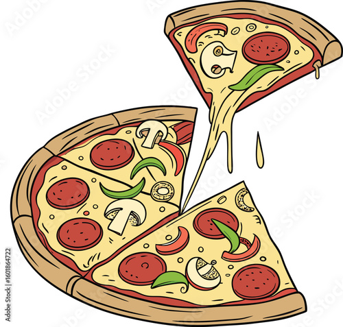 Spicy pizza vector illustration